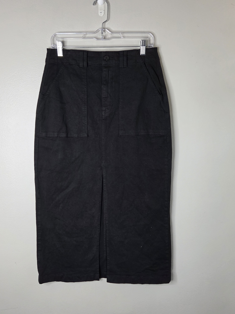 Pistola Alice Black Stretch Denim Front Slit Skirt